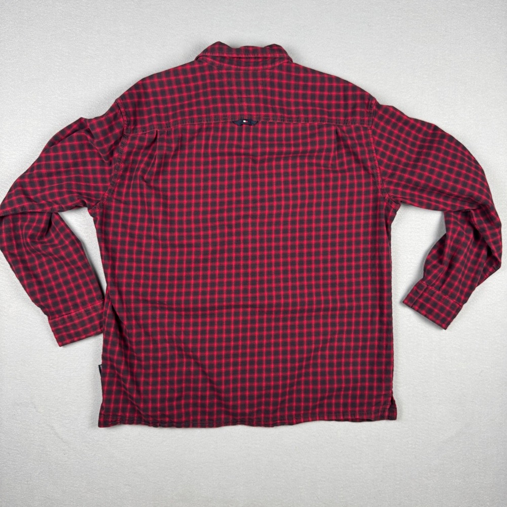 VTG Y2K Tommy Jeans Mens Red‎ Black Plaid Flannel Shirt Large 186795 7/01 Cotton - Picture 10 of 10